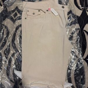 True Religion Off-White Denim Shorts